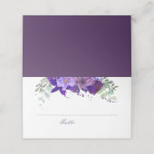 Plum en Violet Paarse Floral Elegant Huwelijk Plaatskaartje (Buitenkant ongevouwen)