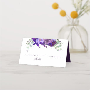 Plum en Violet Paarse Floral Elegant Huwelijk Plaatskaartje