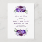 Plum en Violet Paarse Krans Bewaar de Datum Aankondigingskaart (Voorkant)