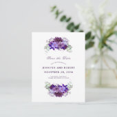 Plum en Violet Paarse Krans Bewaar de Datum Aankondigingskaart (Staand voorkant)