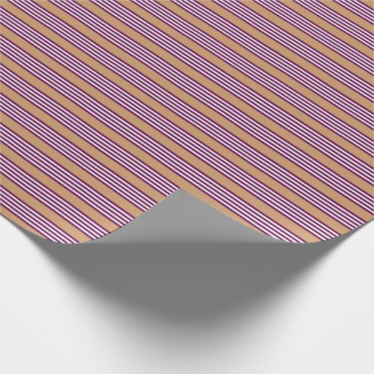 Plum en white vijf strepen patroon met tint cadeaupapier (Hoek)