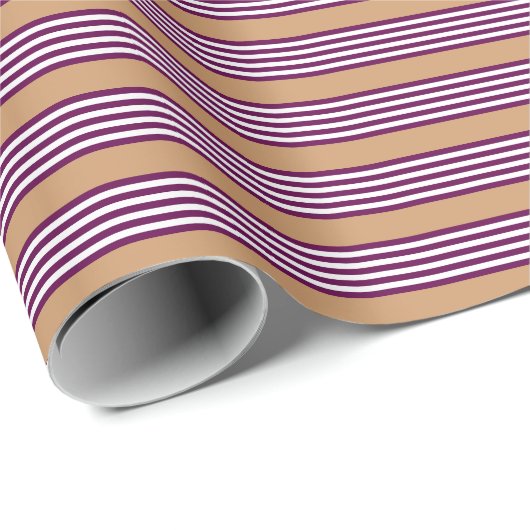 Plum en white vijf strepen patroon met tint cadeaupapier (Rol Hoek)