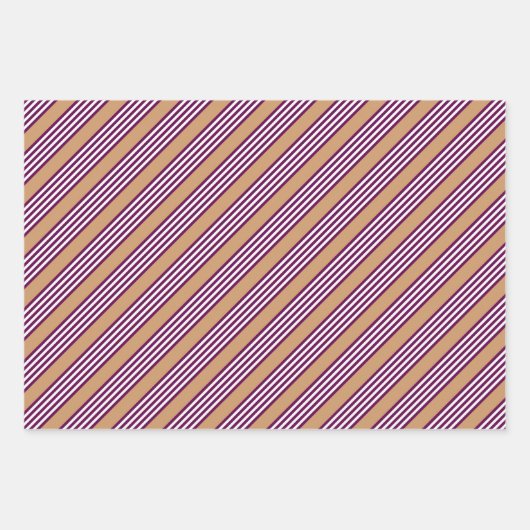 Plum en white vijf strepen patroon met tint inpakpapier vel (Voorkant 2)