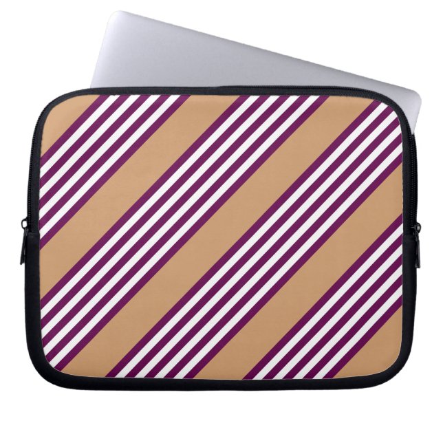 Plum en white vijf strepen patroon met tint laptop sleeve (Voorkant)