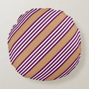 Plum en white vijf strepen patroon met tint rond kussen