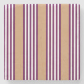 Plum en white vijf strepen patroon met tint stenen onderzetter (Voorkant)