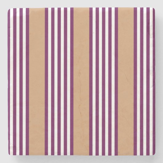 Plum en white vijf strepen patroon met tint stenen onderzetter (Voorkant)