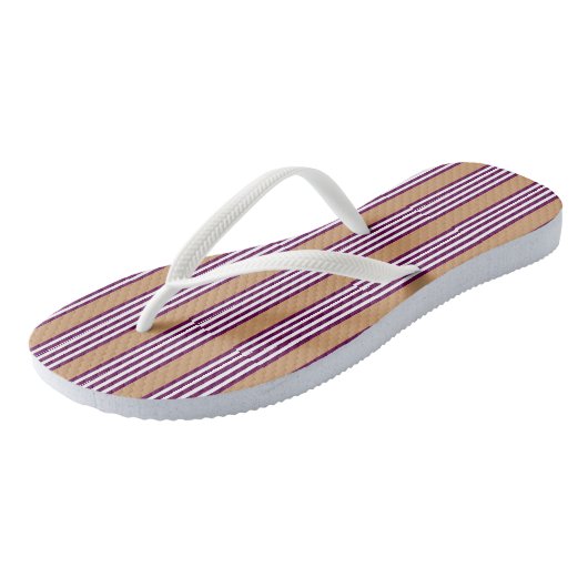 Plum en white vijf strepen patroon met tint teenslippers (Schuin)