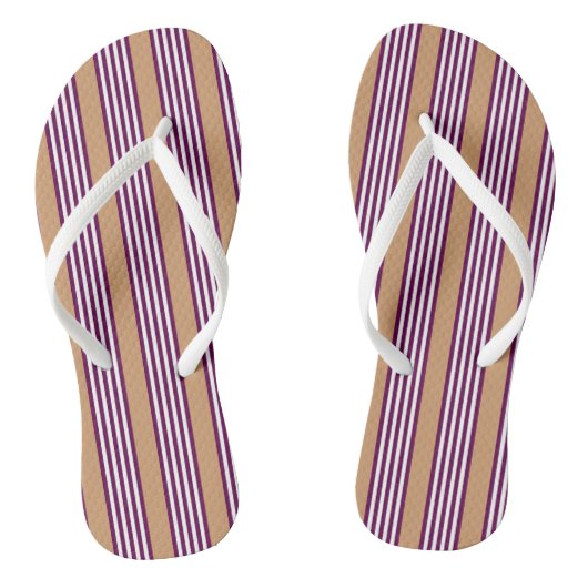 Plum en white vijf strepen patroon met tint teenslippers (Voetbed)