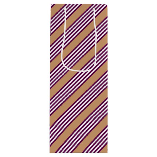 Plum en white vijf strepen patroon met tint wijn cadeautas (Voorkant)
