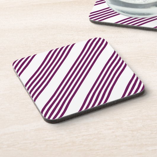 Plum en white vijf stripe patroon bier onderzetter (Linkerzijde)