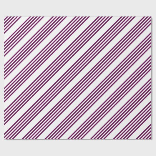 Plum en white vijf stripe patroon cadeaupapier (Vlak)