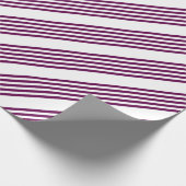 Plum en white vijf stripe patroon cadeaupapier (Hoek)