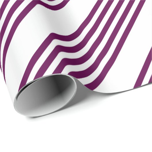 Plum en white vijf stripe patroon cadeaupapier (Rol Hoek)