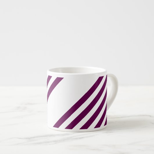 Plum en white vijf stripe patroon espresso kop (Voorkant rechts)