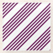 Plum en white vijf stripe patroon glazen onderzetter (Voorkant)