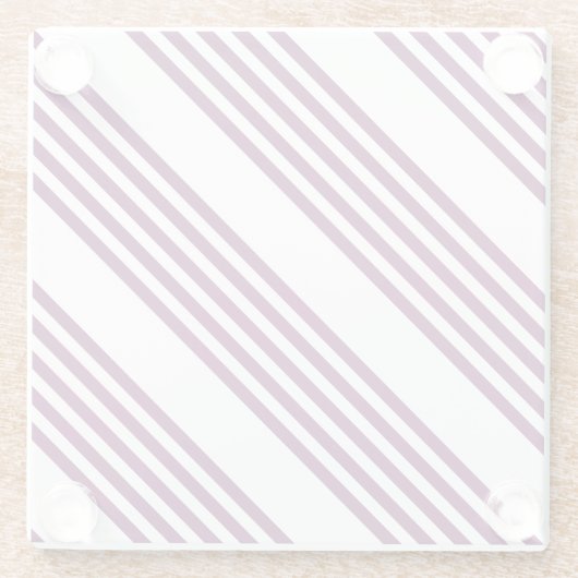 Plum en white vijf stripe patroon glazen onderzetter (Achterkant)