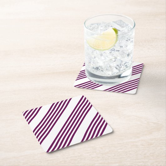 Plum en white vijf stripe patroon kartonnen onderzetters (Insitu)