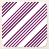 Plum en white vijf stripe patroon kartonnen onderzetters (Voorkant)