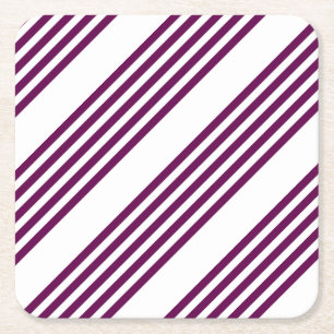Plum en white vijf stripe patroon kartonnen onderzetters