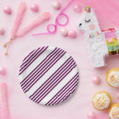 Plum en white vijf stripe patroon papieren bordje (Feest)