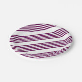 Plum en white vijf stripe patroon papieren bordje (Gekanteld)