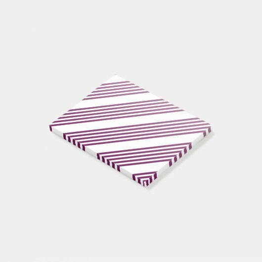 Plum en white vijf stripe patroon post-it® notes (Schuin)