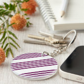 Plum en white vijf stripe patroon sleutelhanger (Voorkant Rechts)