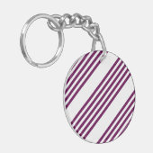 Plum en white vijf stripe patroon sleutelhanger (Voorkant Links)
