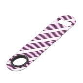 Plum en white vijf stripe patroon speed flessenopener (Achterkant Gekanteld)