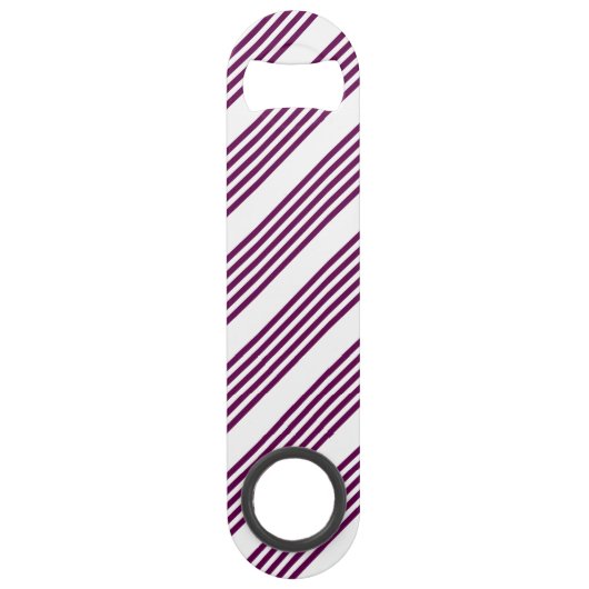 Plum en white vijf stripe patroon speed flessenopener (Voorkant)