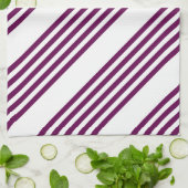 Plum en white vijf stripe patroon theedoek (Gevouwen)