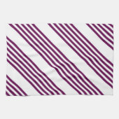 Plum en white vijf stripe patroon theedoek (Horizontaal)