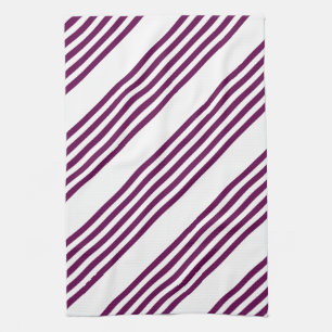 Plum en white vijf stripe patroon theedoek