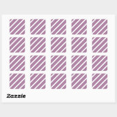 Plum en white vijf stripe patroon vierkante sticker (Vel)