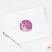 Plum en wit Elegant Kant Gown Vrijgezellenfeest Ronde Sticker (Envelop)
