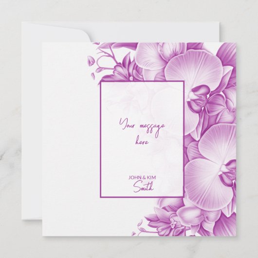 Plum en witte orchideeën bruiloft bedankkaart (Achterkant)