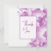Plum en witte orchideeën bruiloft bedankkaart (Voorkant)