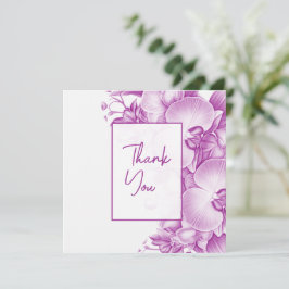 Plum en witte orchideeën bruiloft bedankkaart