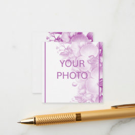 Plum en witte orchideeën bruiloft informatiekaartje