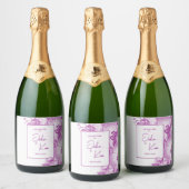 Plum en witte orchideeën bruiloft sparkling wijnetiket (Flessen)