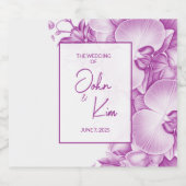 Plum en witte orchideeën bruiloft sparkling wijnetiket (Enkel label)