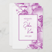 Plum en witte orchideeën bruiloft uitnodiging (Voorkant / Achterkant)