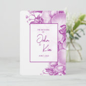 Plum en witte orchideeën bruiloft uitnodiging (Staand voorkant)