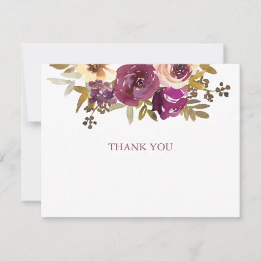 Plum en Yellow Rose Waterverf Bedankkaart (Voorkant)