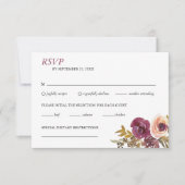 Plum en Yellow Rose Waterverf bruiloft RSVP Kaartje (Voorkant)