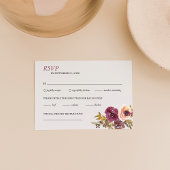 Plum en Yellow Rose Waterverf bruiloft RSVP Kaartje