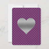 Plum en Zilveren Hart Polka Dot Douche Party Kaart (Voorkant)