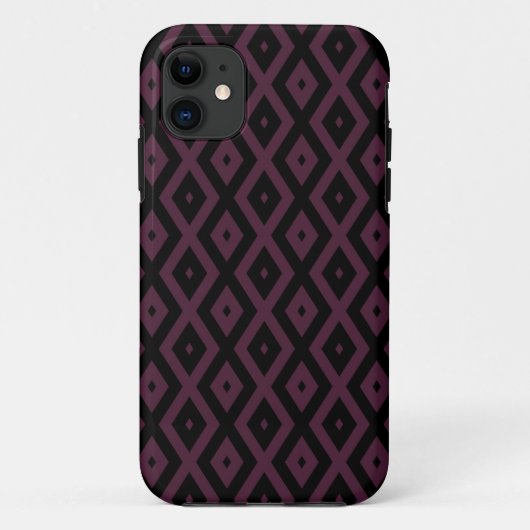 Plum en zwarte diamant patroon Case-Mate iPhone case (Achterkant)