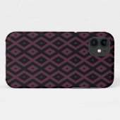Plum en zwarte diamant patroon Case-Mate iPhone case (Achterkant (horizontaal))